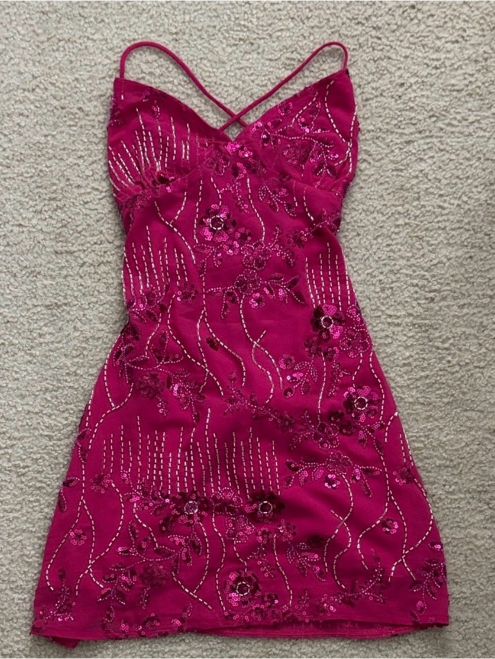 Peppermayo Vietta Sequin Fuchsia Floral Mini Dress